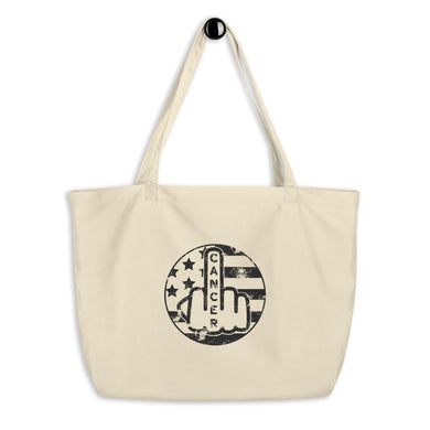 F Cancer USA Large organic tote bag Can Be Personalized with TEXT